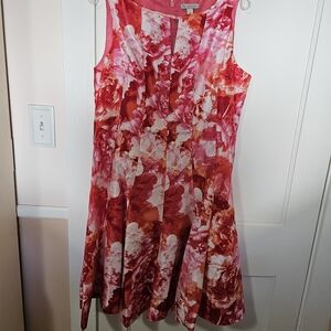 dressbarn Red and Pink Floral Midi Dress